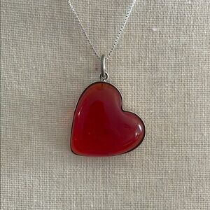 Dainty Red Heart Pendant Necklace